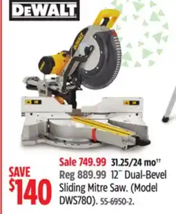 Canadian Tire 12˝ Dual-Bevel Sliding Mitre Saw. (Model DWS780) offer