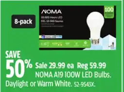 Canadian Tire NOMA A19 100W LED Bulbs offer