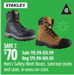 Canadian Tire Stanley Men's Safety Work Boots. Selected styles and sizes offer