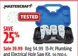 Canadian Tire Mastercraft Plumbing and Electrical Hole Saw Kit offer