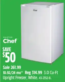 Canadian Tire MASTER Chef 3.0 Cu-Ft Upright Freezer, White offer