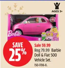 Canadian Tire Barbie Doll & Fiat 500 Vehicle Set offer