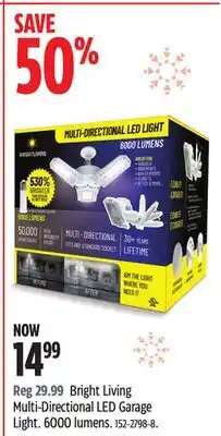 Canadian Tire Bright Living Multi-Directional LED Garage Light. 6000 lumens offer