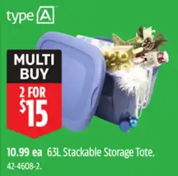 Canadian Tire type A 63L Stackable Storage Tote offer