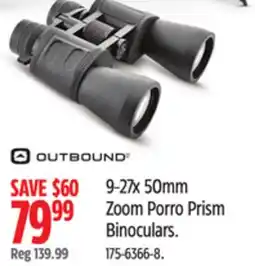 Canadian Tire OUTBOUND 9-27x 50mm Zoom Porro Prism Binoculars offer