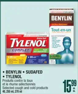 Jean Coutu BENYLIN, SUDAFED, TYLENOL Selected cough and cold products offer