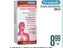 Jean Coutu PERSONNELLE Sirops sélectionnés offer