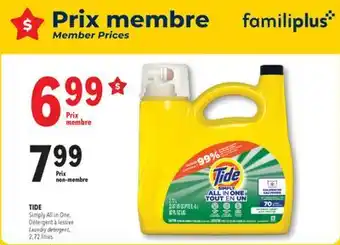 Familiprix Tide Simply All In One laundry detergent Daybreak Fresh 70 loads 2.72L offer
