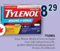 Familiprix TYLENOL, Sinus, Cold, Cold and Sinus or Flu, selected products, 18 or 20 units offer