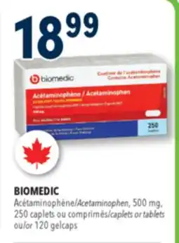 Familiprix BIOMEDIC Acetaminophen, 500mg, 250caplets or tablets or 120gelcaps offer