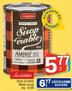 Jean Coutu IRRESISTIBLE Maple syrup offer