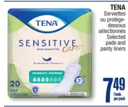 Jean Coutu TENA Selected pads and panty liners offer