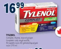 Familiprix TYLENOL, Complete, cold, cough and flu, 40 caplets or liquid gels or 270 ml offer