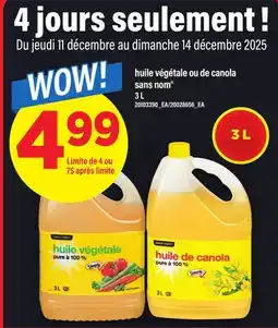 Maxi HUILE VÉGÉTALE OU DE CANOLA SANS NOM , 3 L offer