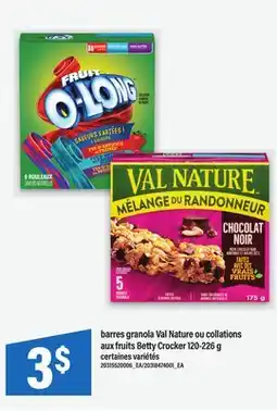 Maxi BARRES GRANOLA VAL NATURE OU COLLATIONS AUX FRUITS BETTY CROCKER 120-226 G offer