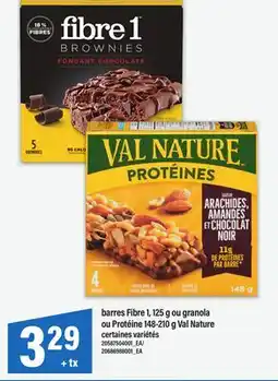 Maxi BARRES FIBRE 1, 125 G OU GRANOLA OU PROTÉINE 148-210 G VAL NATURE offer