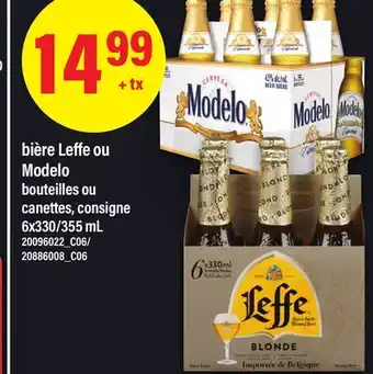 Maxi BIÈRE LEFFE OU MODELO BOUTEILLES OU CANETTES, CONSIGNE, 6X330/355 ML offer