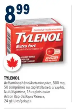 Familiprix TYLENOL, 500 mg, 50 tablets or caplets, Nighttime, 16 caplets offer