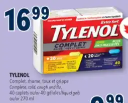 Familiprix TYLENOL, Complet, rhume, Complete, cold, cough and flu, 40 caplets or 40 liquid gels or 270 ml offer