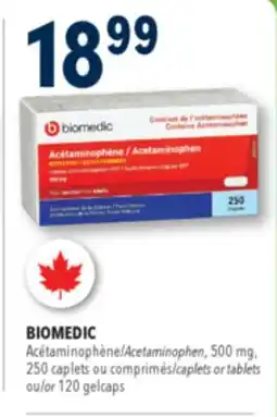 Familiprix BIOMEDIC Acetaminophen, 500mg, 250caplets caplets or tablets or 120gelcaps offer