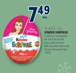 Familiprix KINDER SURPRISE Milk chocolate with milky lining and surprise toy, 100 g offer