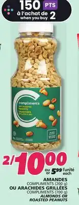 IGA COMPLIMENTS ALMONDS OR ROASTED PEANUTS offer