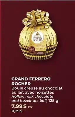 Familiprix GRAND FERRERO ROCHER, Hollow milk chocolate and hazelnuts ball, 125 g offer