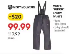 Pronature MEN'S RIDER SNOW PANTS offer