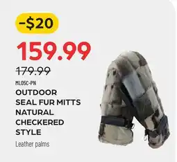 Pronature OUTDOOR SEAL FUR MITTS NATURAL CHECKERED STYLE offer