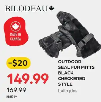 Pronature OUTDOOR SEAL FUR MITTS BLACK CHECKERED STYLE offer