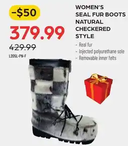 Pronature WOMEN'S SEAL FUR BOOTS NATURAL CHECKERED STYLE offer