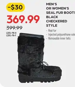 Pronature MEN'S OR WOMEN'S SEAL FUR BOOTS BLACK CHECKERED STYLE offer