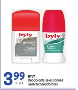 Uniprix BYLY Déodorants sélectionnés/Selected deodorants offer