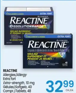 Uniprix REACTINE Allergies/Allergy/Extra fort/Extra-strength, 10 mg/Gélules/Softgels, 40/Compr./Tablets, 48 offer