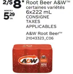 Provigo A&W ROOT BEER , 6 x 222 mL offer