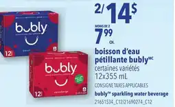Provigo BOISSON D'EAU PÉTILLANTE BUBLY, 12x355 mL offer