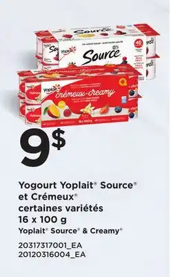 Provigo YOPLAIT SOURCE & CREAMY, 16 x 100 g offer