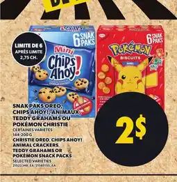 Provigo CHRISTIE OREO, CHIPS AHOY! ANIMAL CRACKERS, TEDDY GRAHAMS OR POKÉMON SNACK PACKS, 144-200 G offer