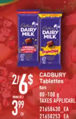 Provigo CADBURY TABLETTES BARS, 80–100 g offer