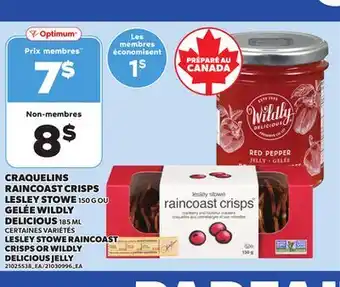 Provigo LESLEY STOWE RAINCOAST CRISPS, 150 G OR WILDLY DELICIOUS JELLY, 185 ML offer