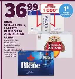 Provigo BIÈRE STELLA ARTOIS, LABATT'S BLEUE OU 50, OU MICHELOB ULTRA, 24 X 341/355 ML offer