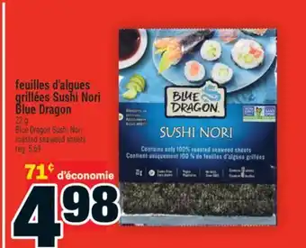 Super C feuilles d'algues grillées Sushi Nori Blue Dragon | Blue Dragon Sushi Nori roasted seaweed sheets offer