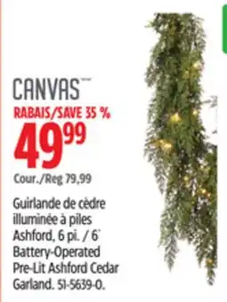 Canadian Tire CANVAS Battery-Operated Pre-Lit Ashford Cedar Garland offer