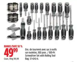 Canadian Tire MAXIMUM 100-Pc Screwdriver Set with Rolling Tool Bag offer