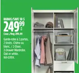 Canadian Tire 2-Door, 2-Drawer Wardrobe. Oak or white offer