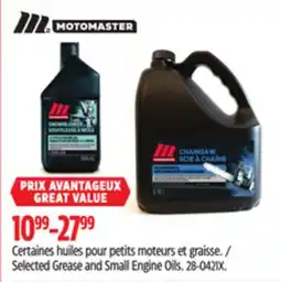 Canadian Tire MotoMaster Selected Grease and Small Engine Oils offer