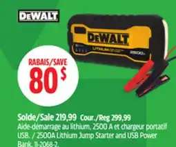 Canadian Tire DEWALT 2500A Lithium Jump Starter and USB Power Bank offer