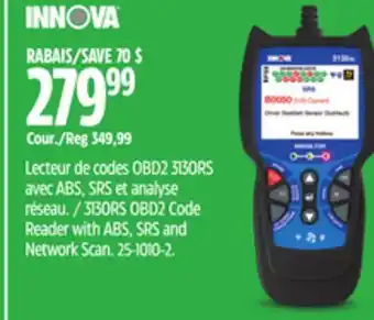 Canadian Tire Innova 3130RS OBD2 Code Reader with ABS, SRS and Network Scan offer