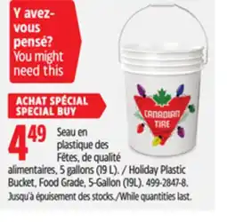 Canadian Tire Canadian Tire Holiday Plastic Bucket, Food Grade, 5-Gallon (19L) offer