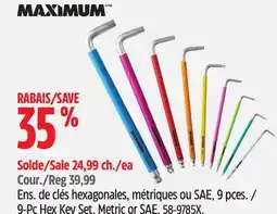 Canadian Tire MAXIMUM 9-Pc Hex Key Set, Metric or SAE offer